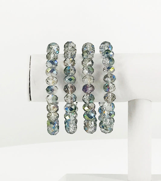 Iridescent Multi-Color Glass Bead Stretchy Bracelet