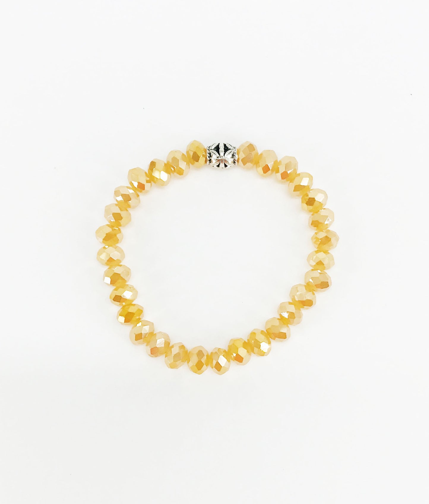 Metallic Tan Glass Bead Stretchy Bracelet