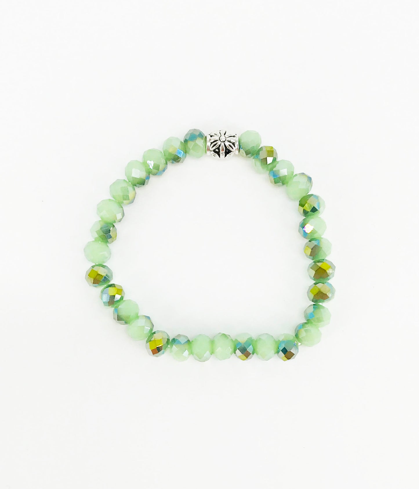 Mint Green Glass Bead Stretchy Bracelet