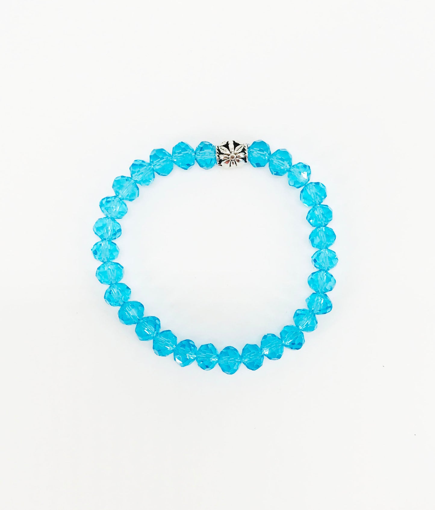 Light Blue Glass Bead Stretchy Bracelet