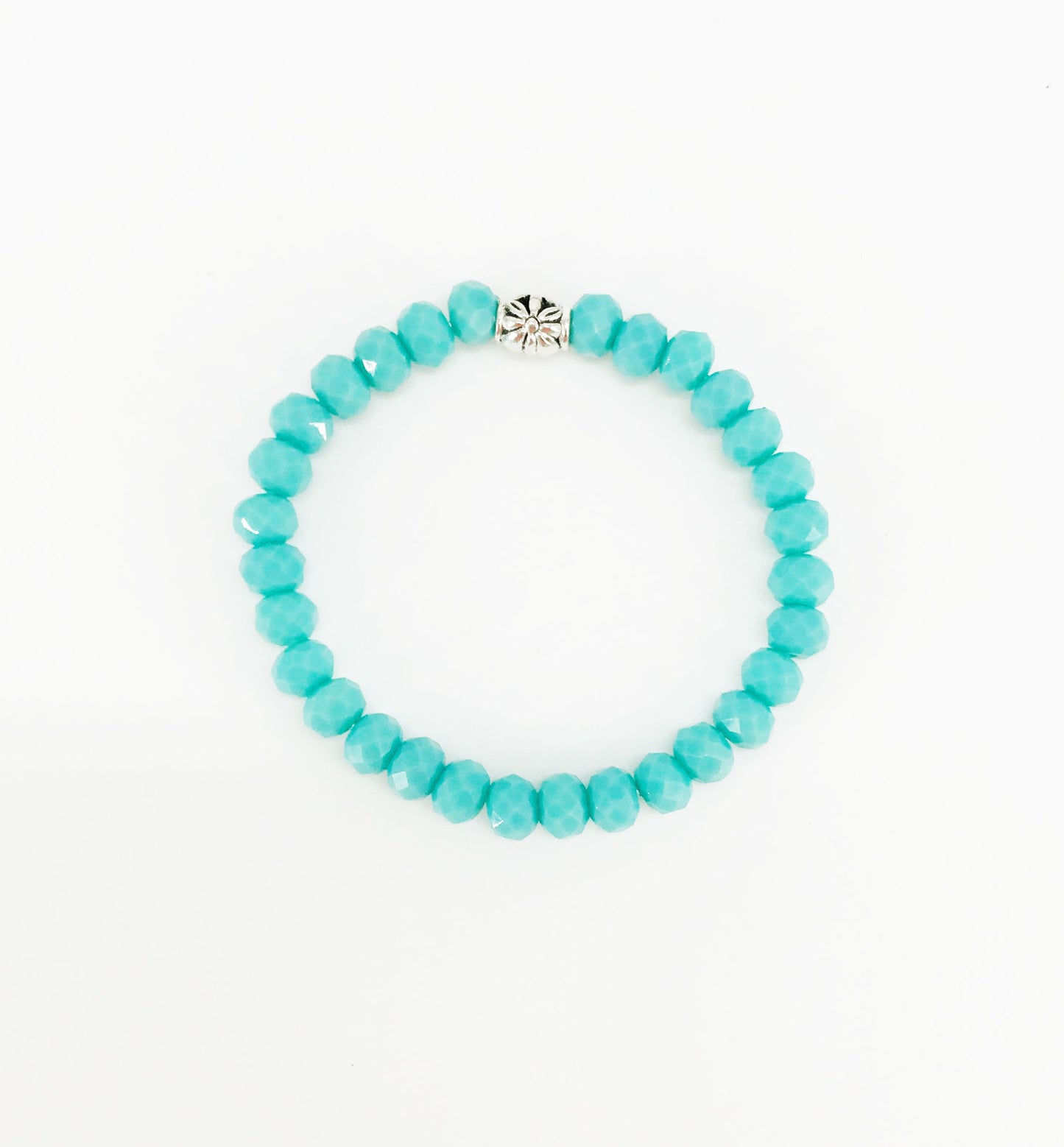 Lighter Turquoise Glass Bead Stretchy Bracelet