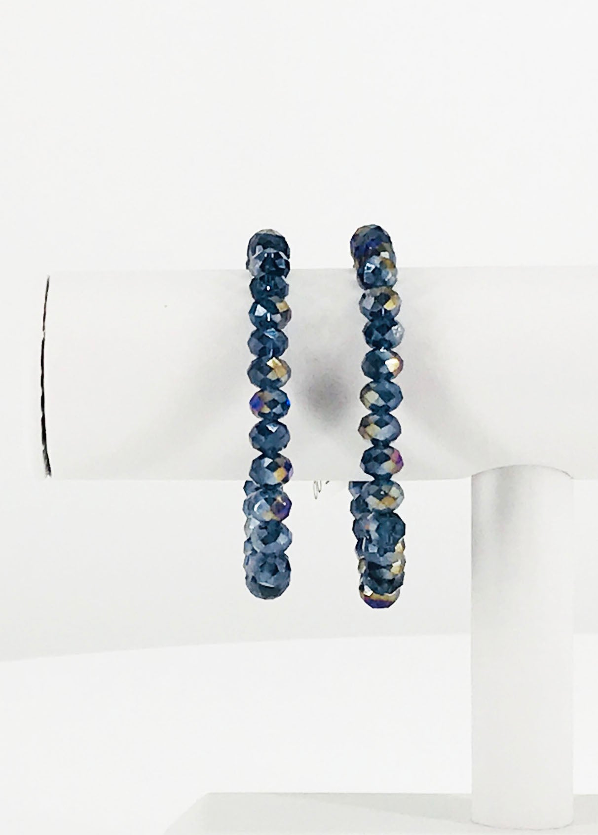 Electroplate Gray Glass Bead Stretchy Bracelet