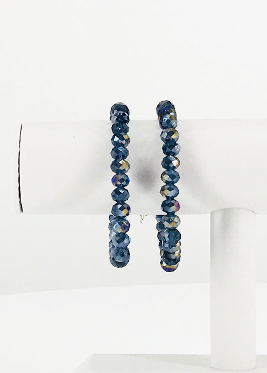 Electroplate Gray Glass Bead Stretchy Bracelet