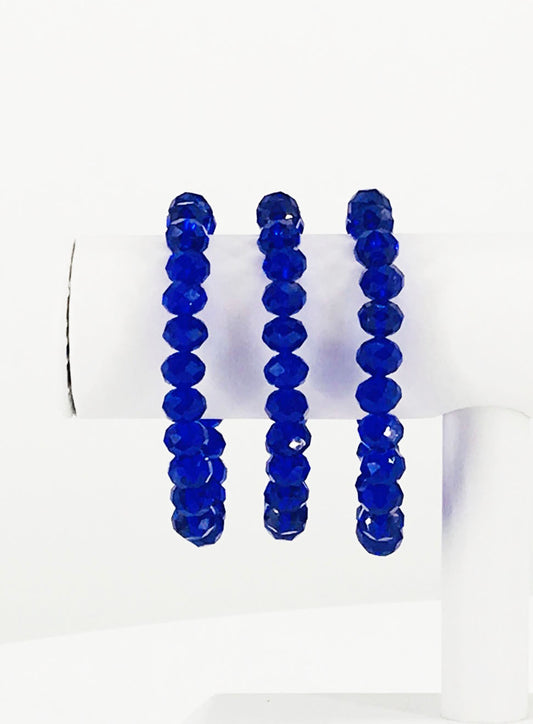 Dark Blue Glass Bead Stretchy Bracelet