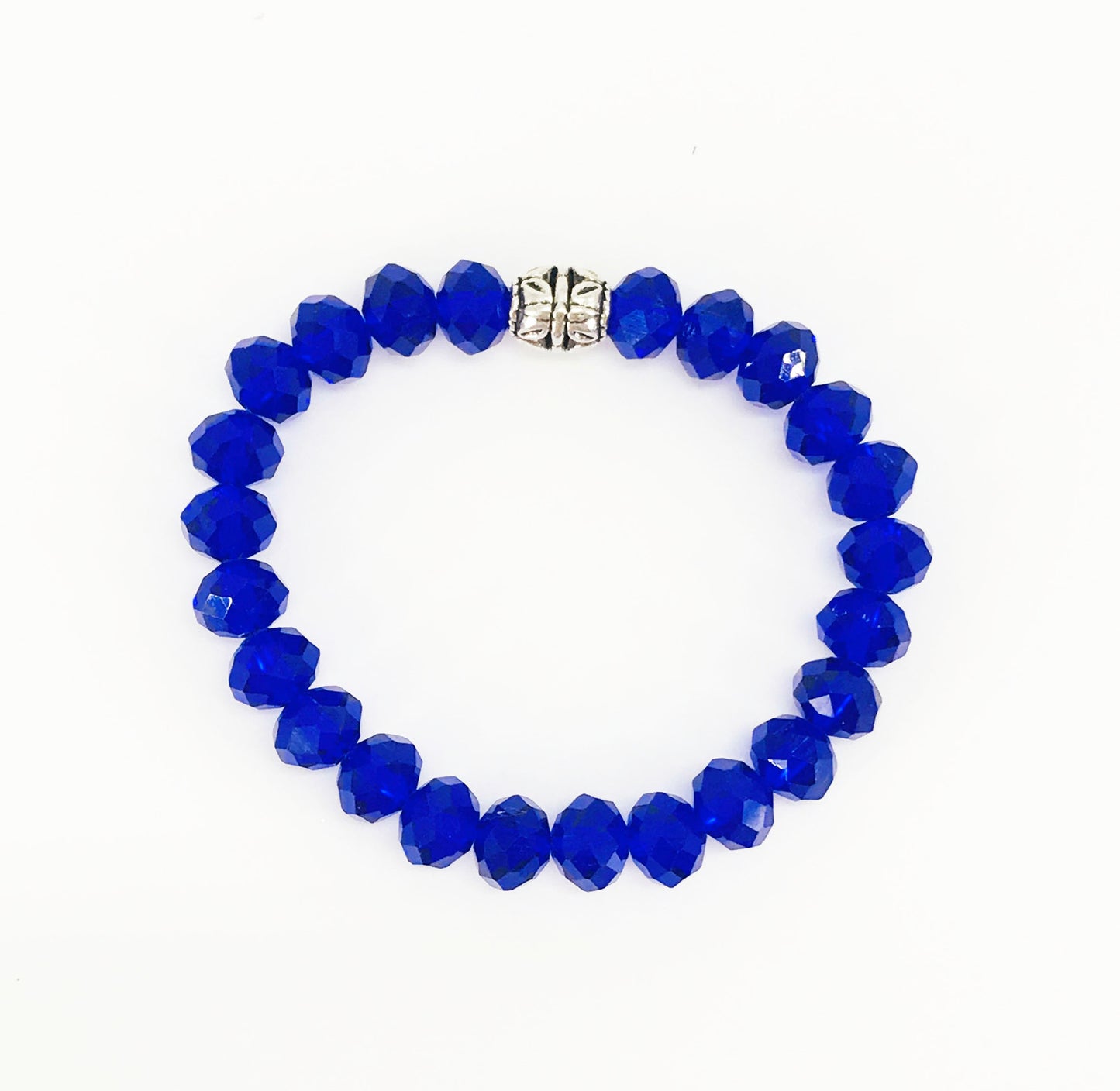 Dark Blue Glass Bead Stretchy Bracelet