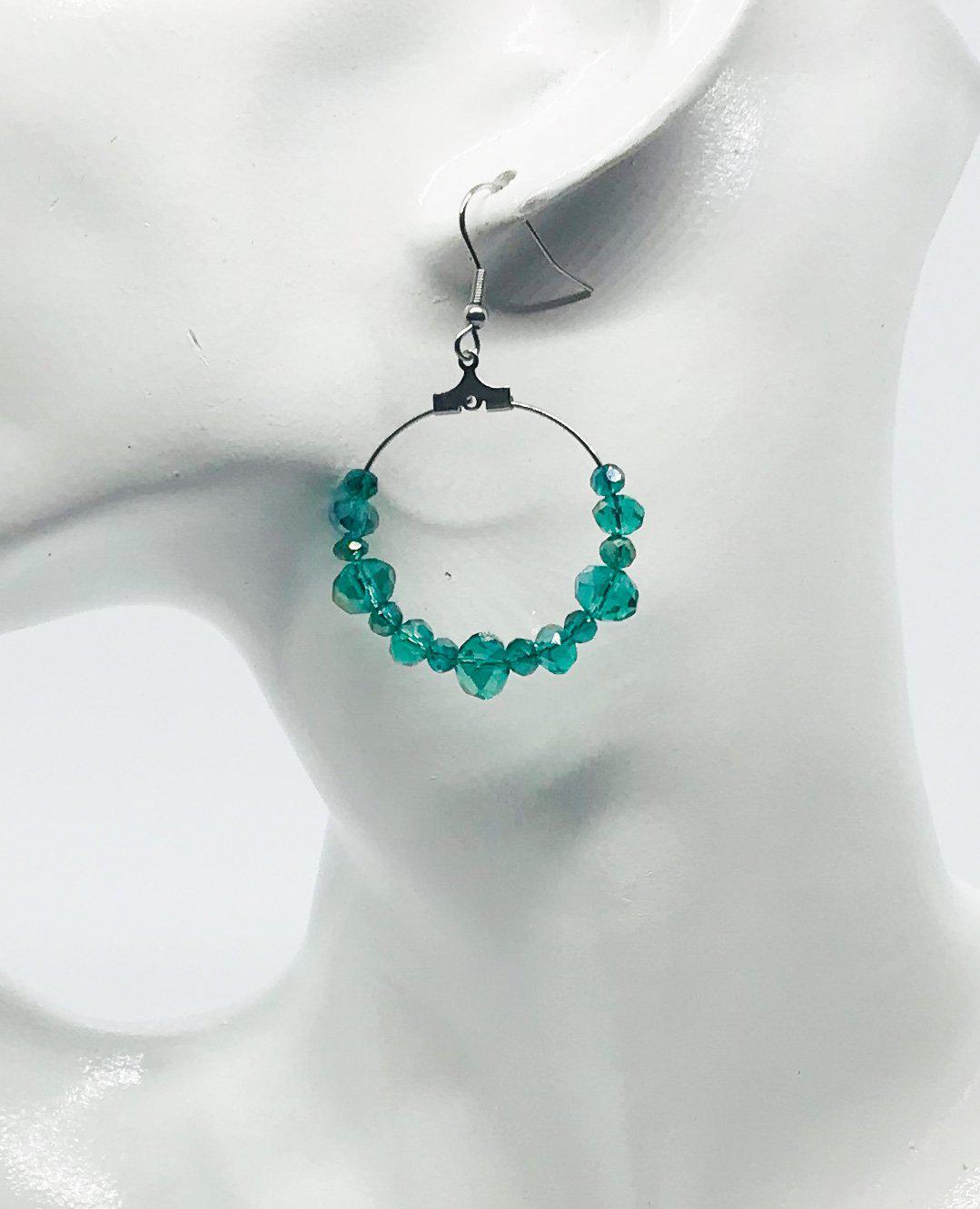 Glass Bead Hoop Earrings - E19-339