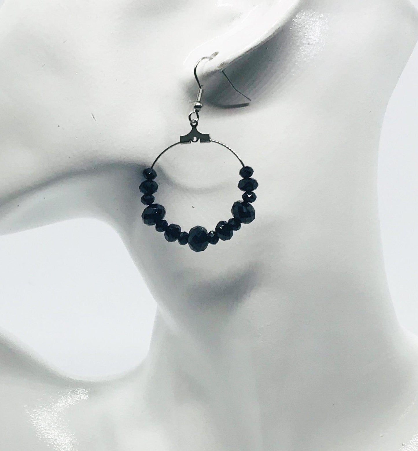 Glass Bead Hoop Earrings - E19-342