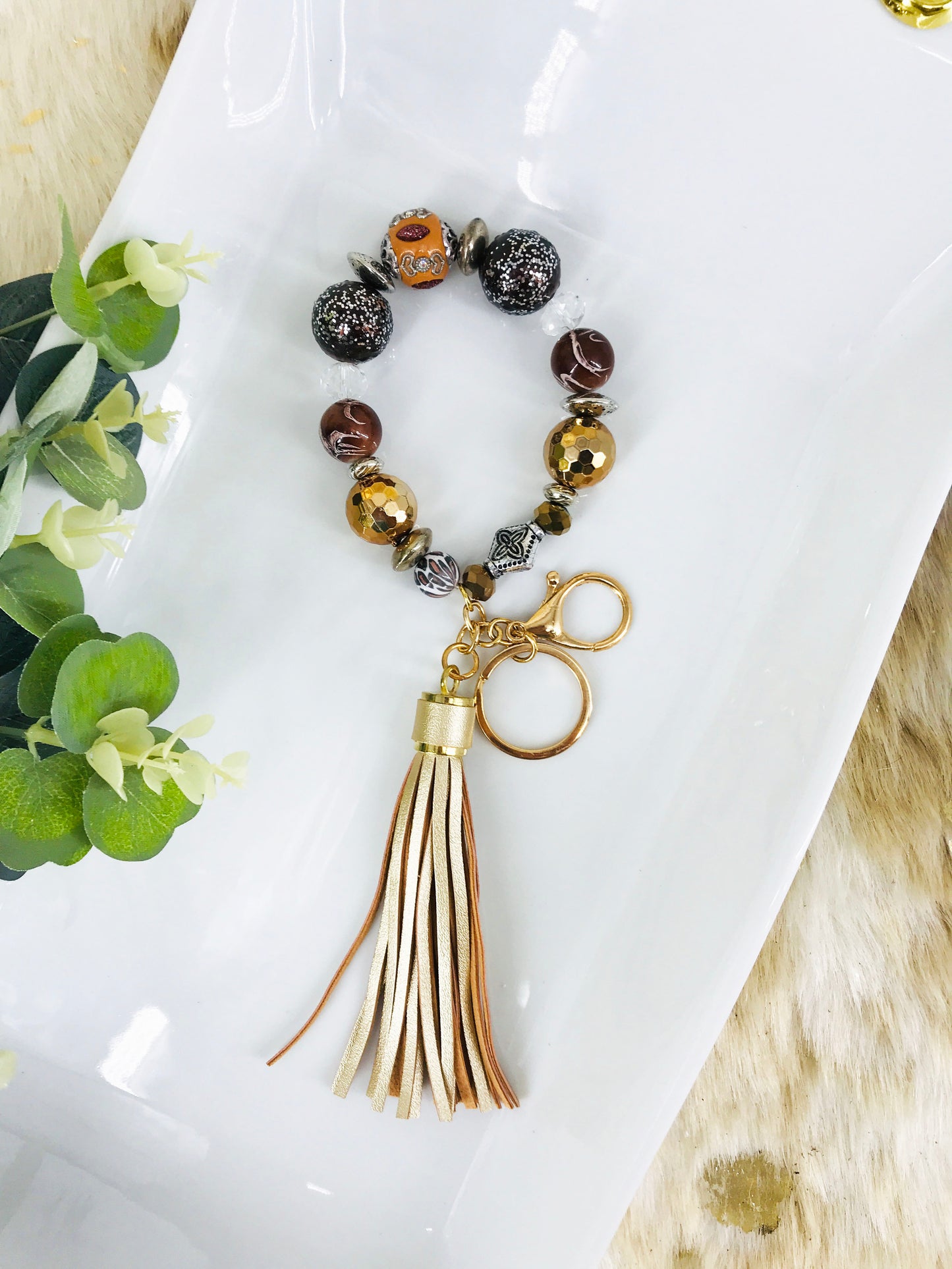 Glass Bead Bracelet Keychain – K246