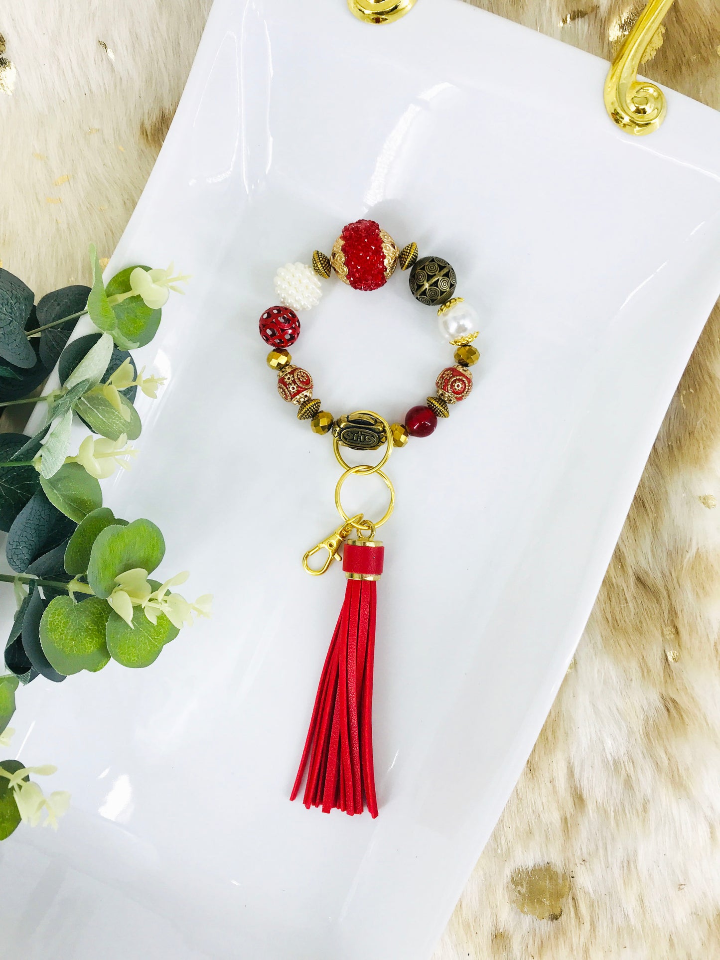 Glass Bead Bracelet Keychain – K255