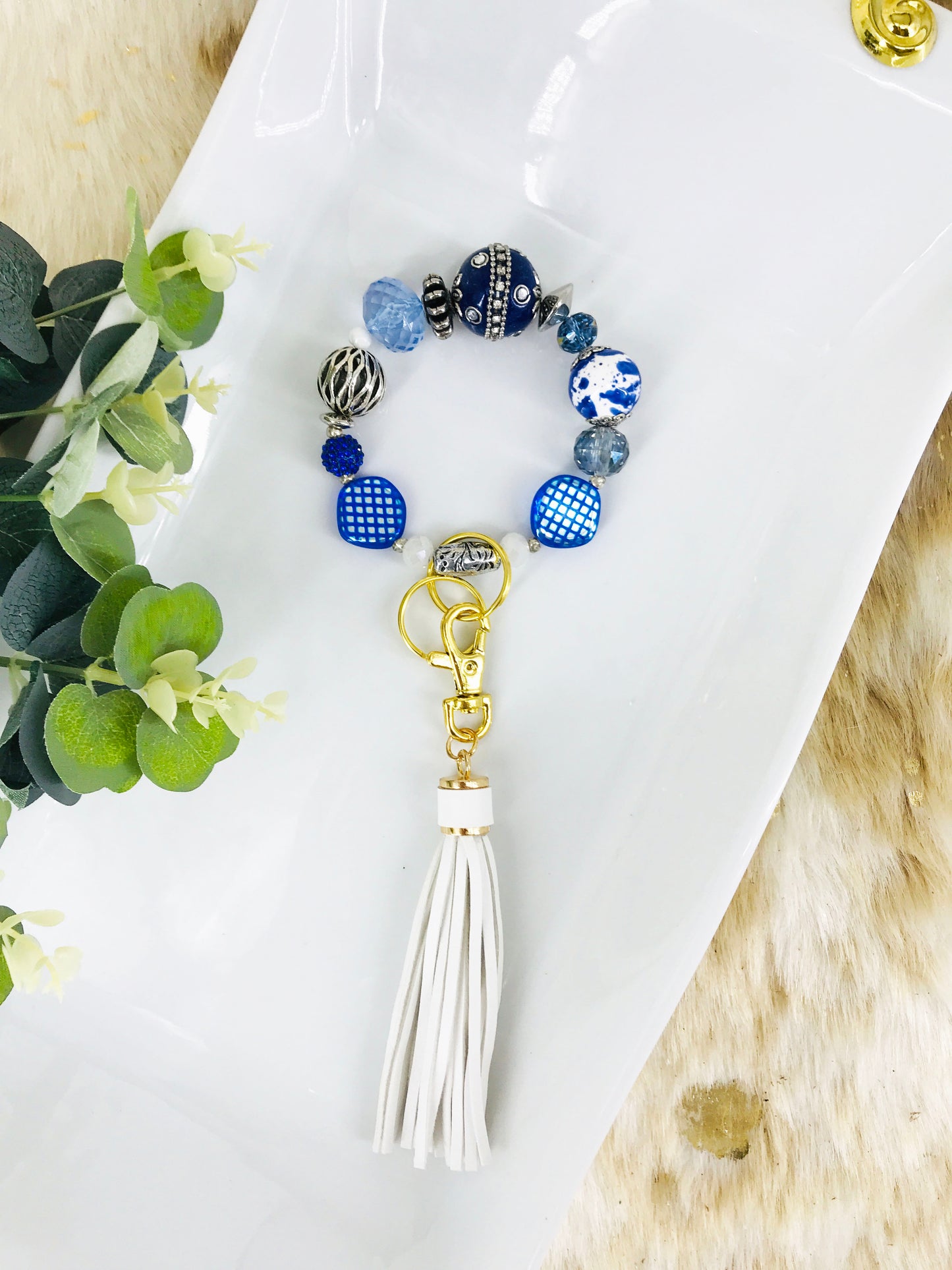 Glass Bead Bracelet Keychain – K257