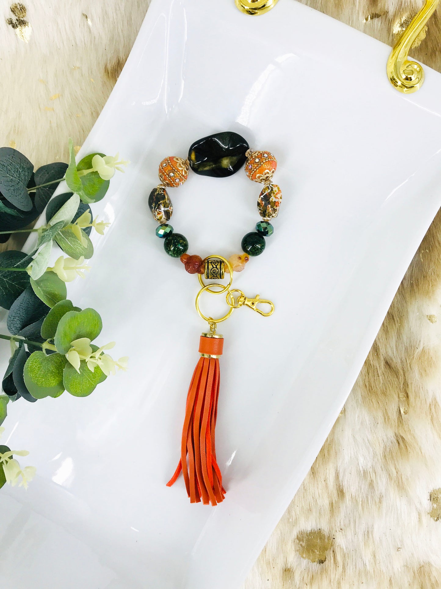 Glass Bead Bracelet Keychain – K259