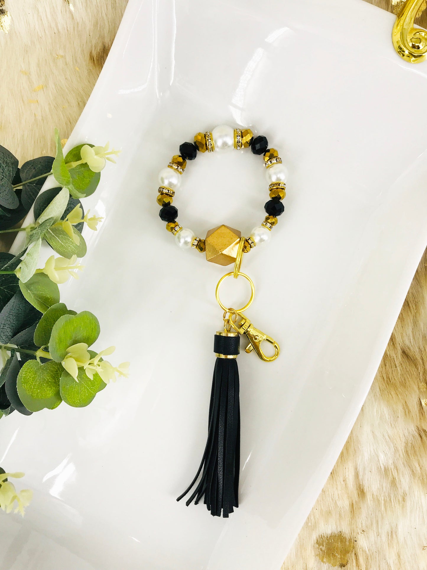 Glass Bead Bracelet Keychain – K260