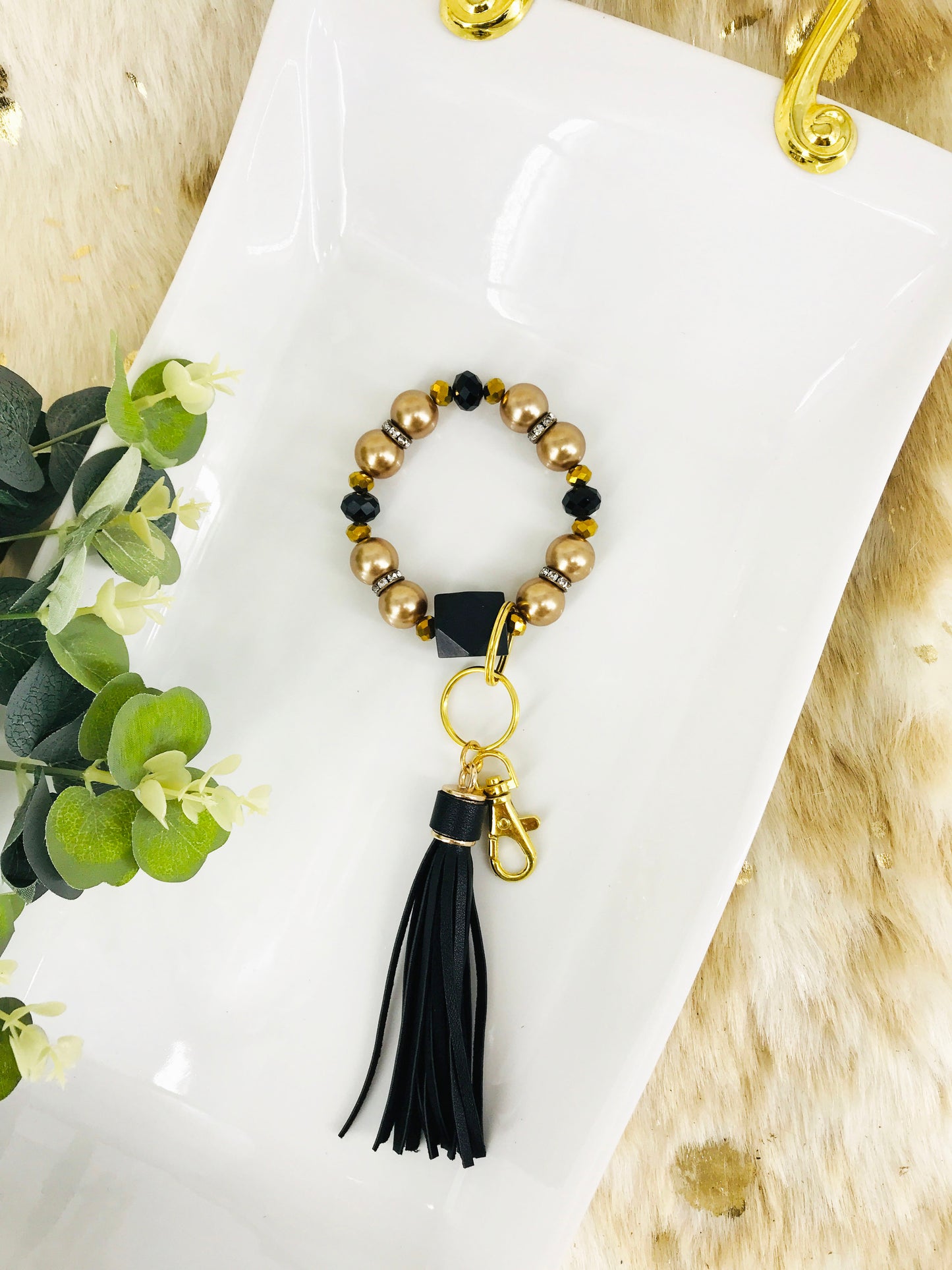 Glass Bead Bracelet Keychain – K261