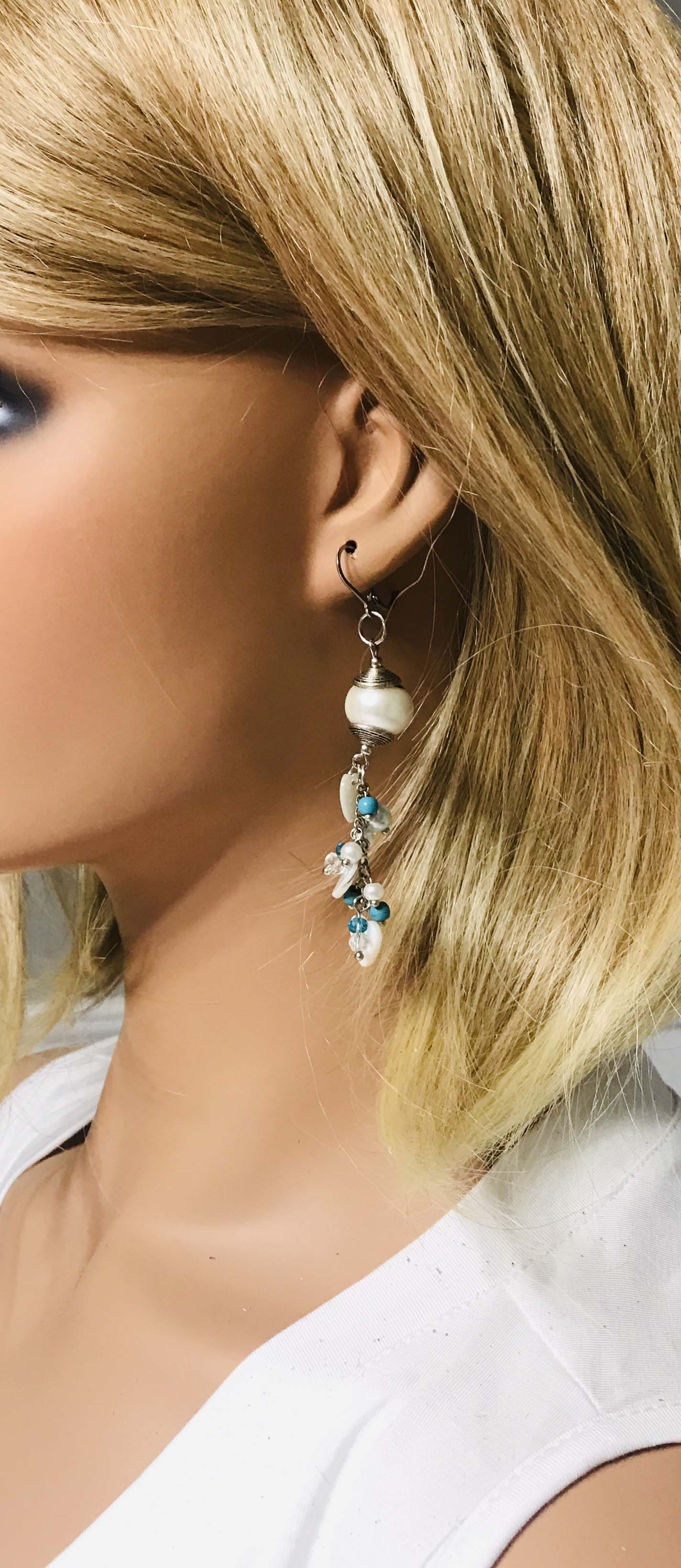 Glass Bead Dangle Earrings - E19-304