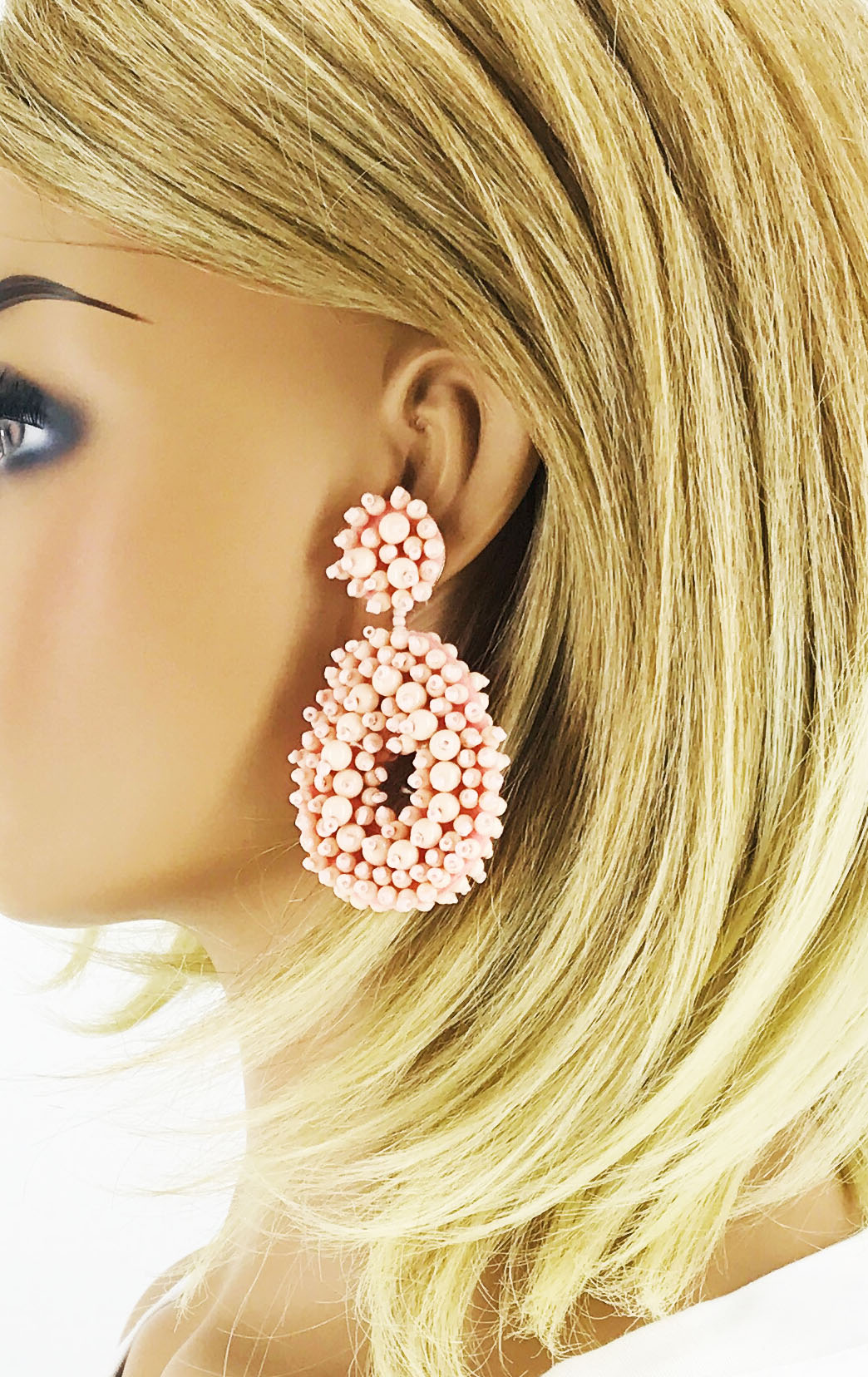 Pink Bohemian Beaded Teardrop Earrings - E19-3073