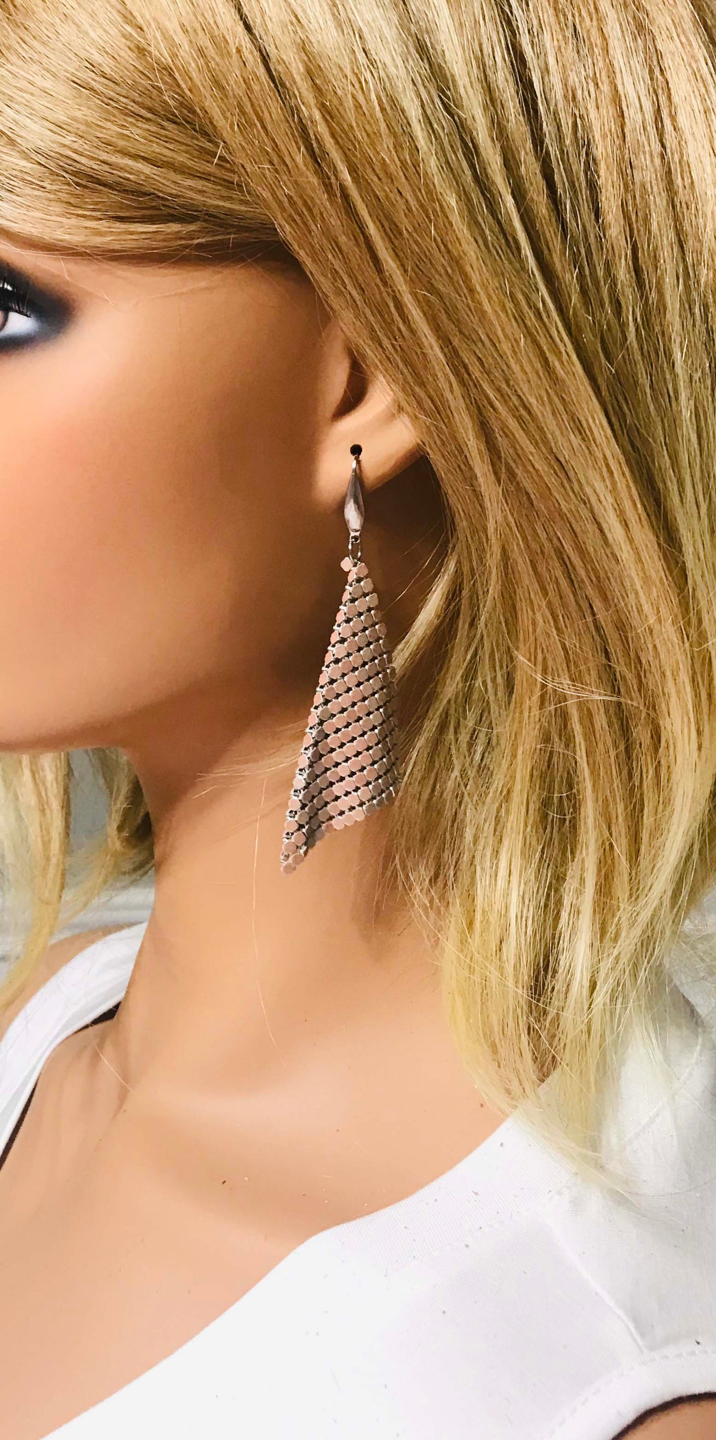 Orange Green Chainmail Earrings - E19-444