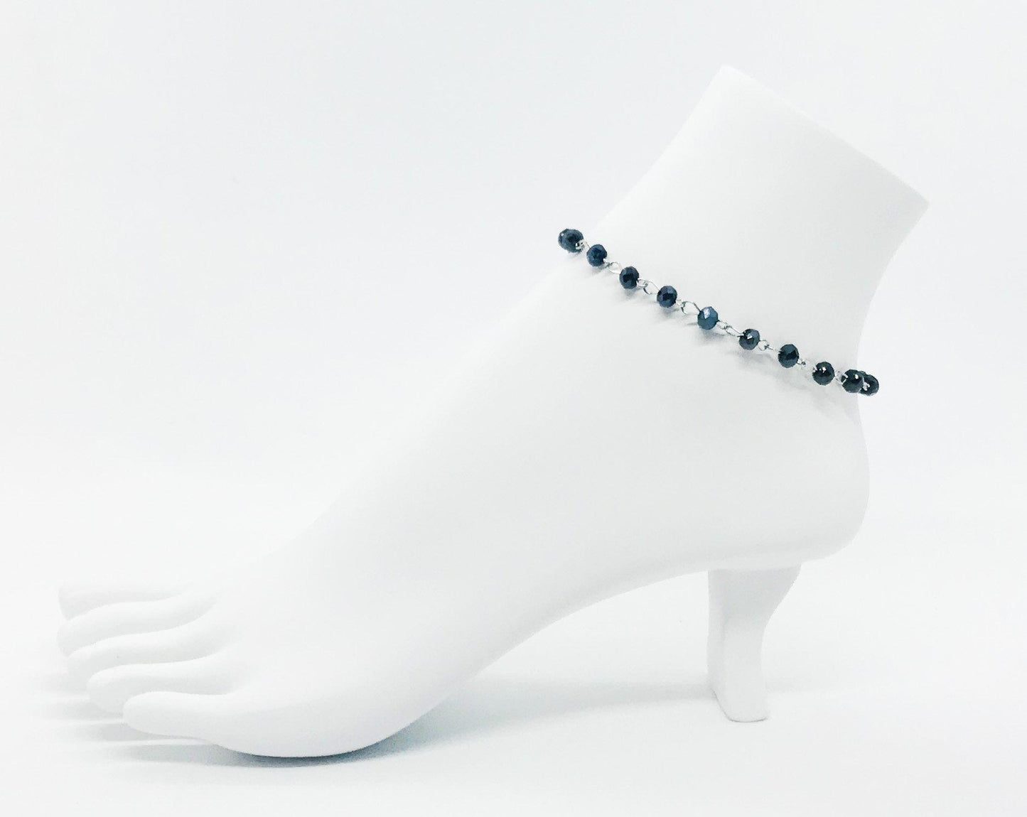 Black Glass Bead Anklet