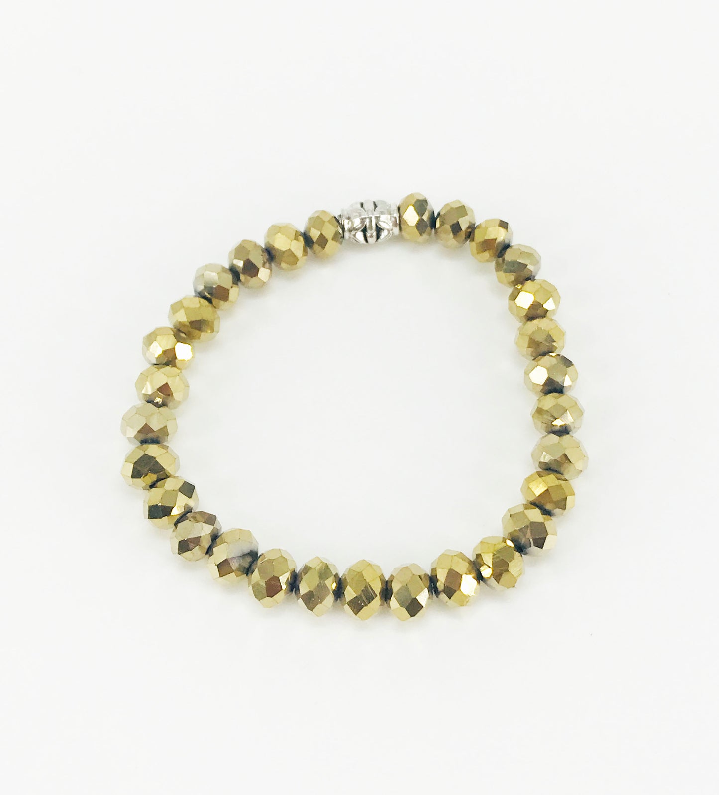 Metallic Gold Glass Bead Stretchy Bracelet