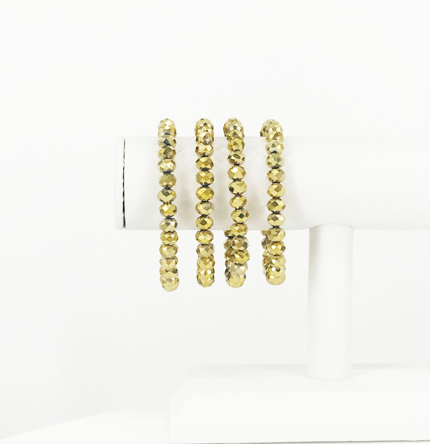 Metallic Gold Glass Bead Stretchy Bracelet