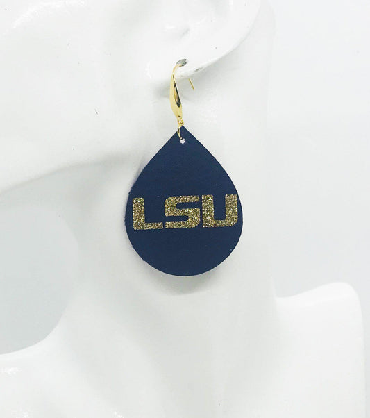 LSU Themed Leather Earrings - E19-1027