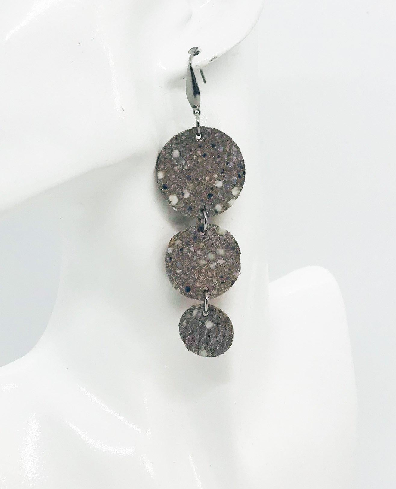 Taupe Stingray Triple Circle Leather Earrings