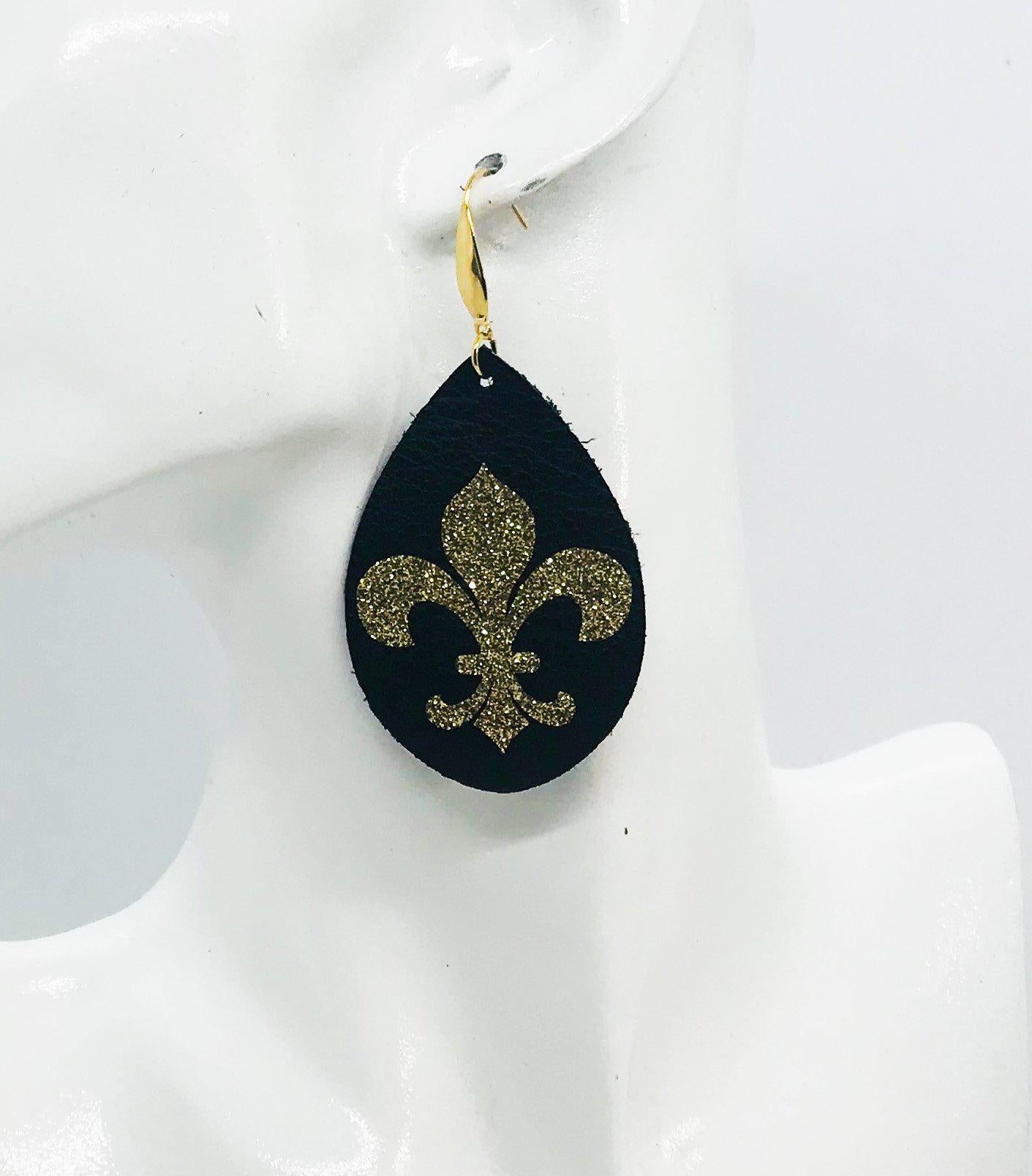 Saint's Themed Leather Earrings - E19-1125