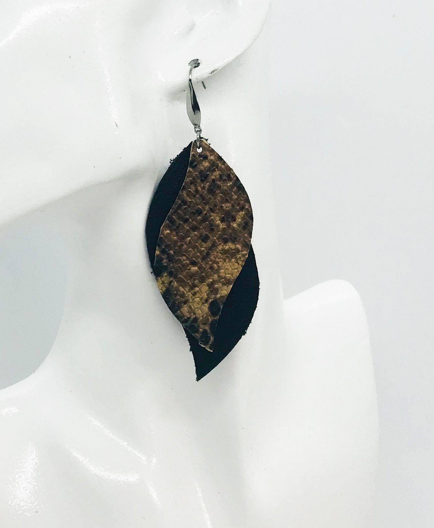 Layered Genuine Leather Earrings - E19-1184