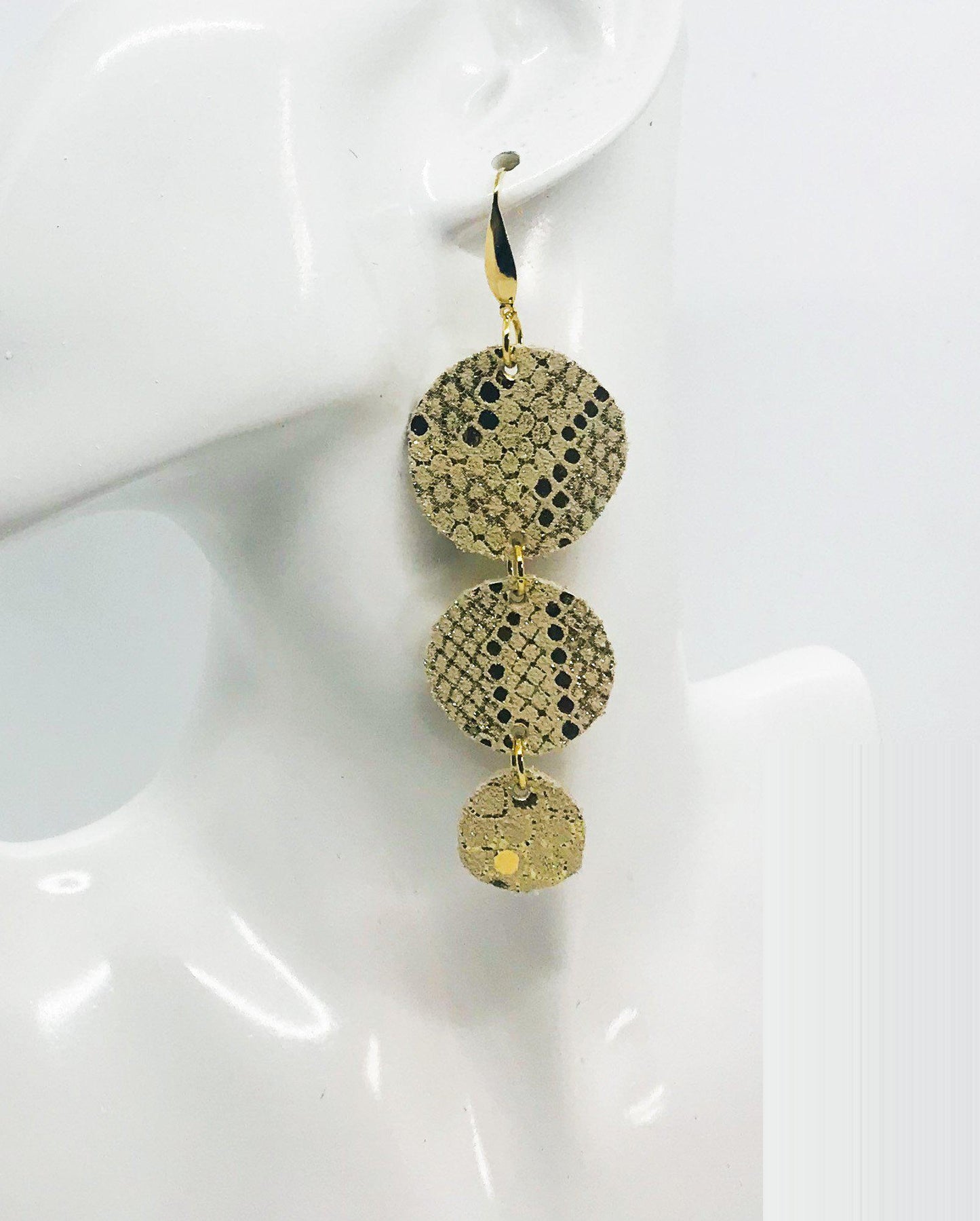 Elegant Mystic Gold on Tan Leather Earrings - E19-1187