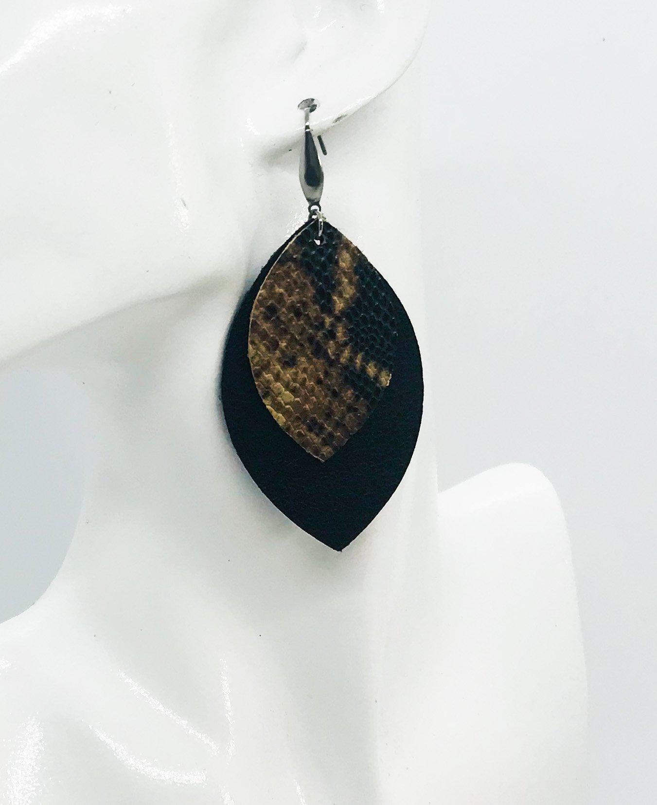 Layered Genuine Leather Earrings - E19-1198