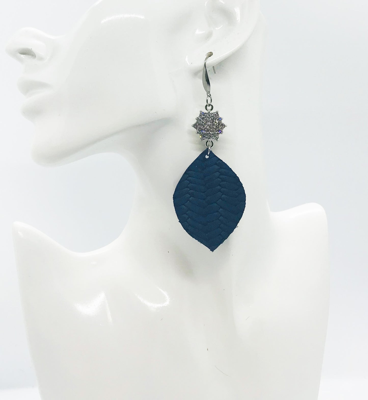 Blue Italian Fishtail Leather Earrings - E19-1220