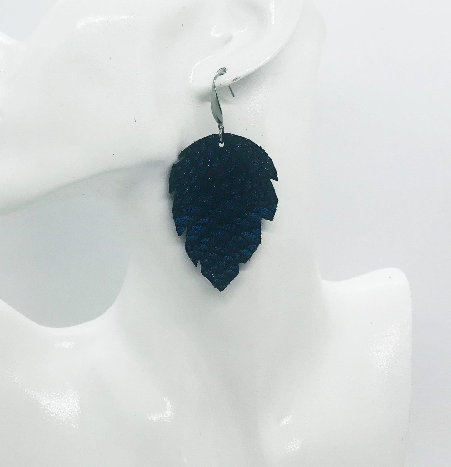 Royal Blue Metallic Leather Earrings - E19-1361