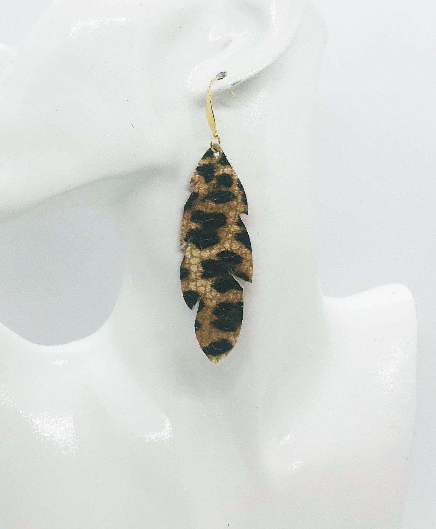 Banana Leopard Feather Drop Earrings