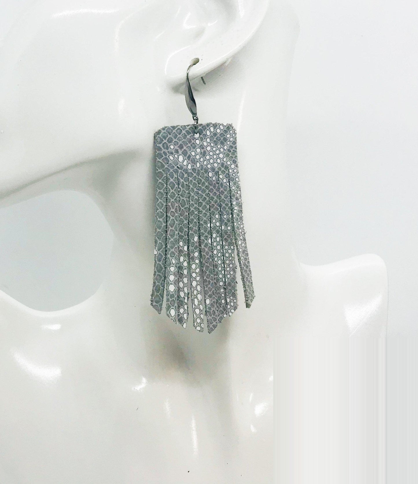 Sterling Grey Snake Leather Earrings - E19-1421