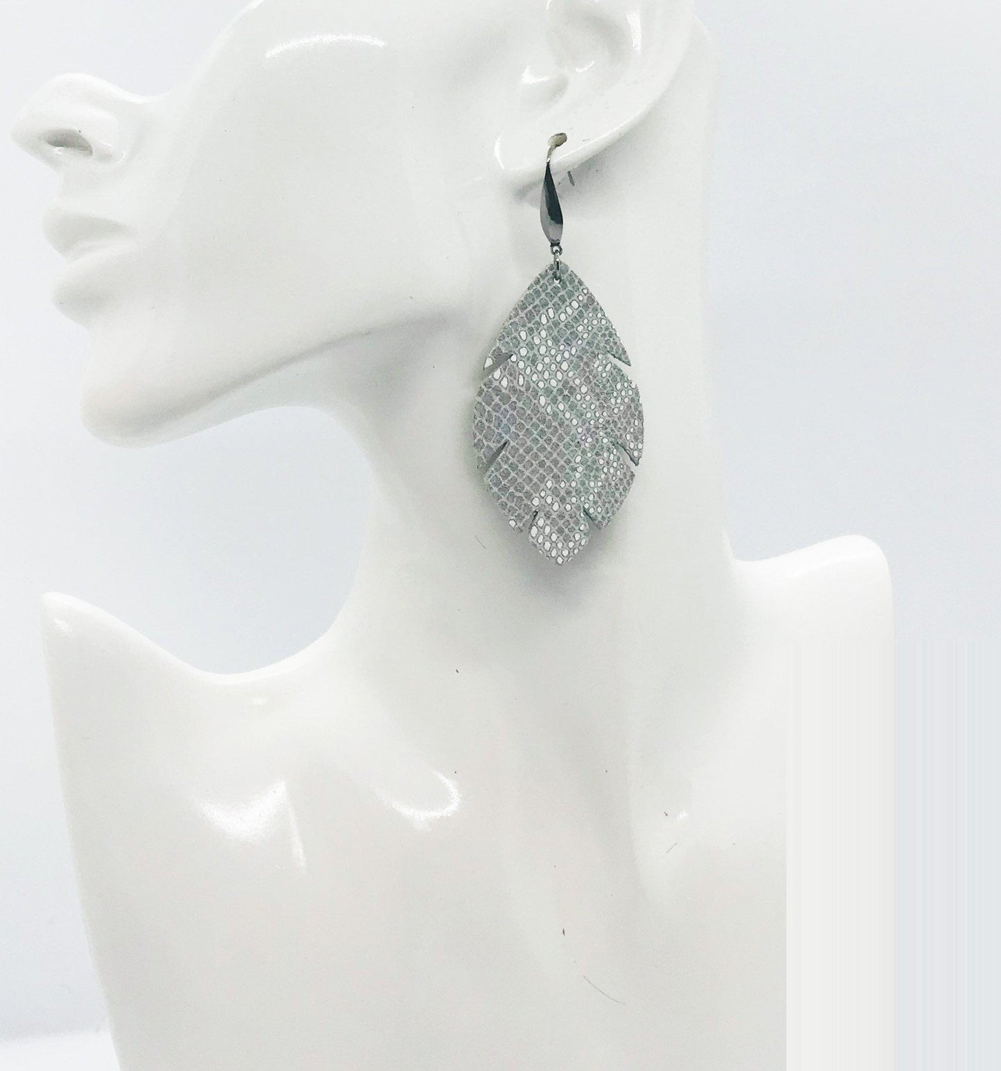 Sterling Gray Snake Leather Earrings - E19-1547