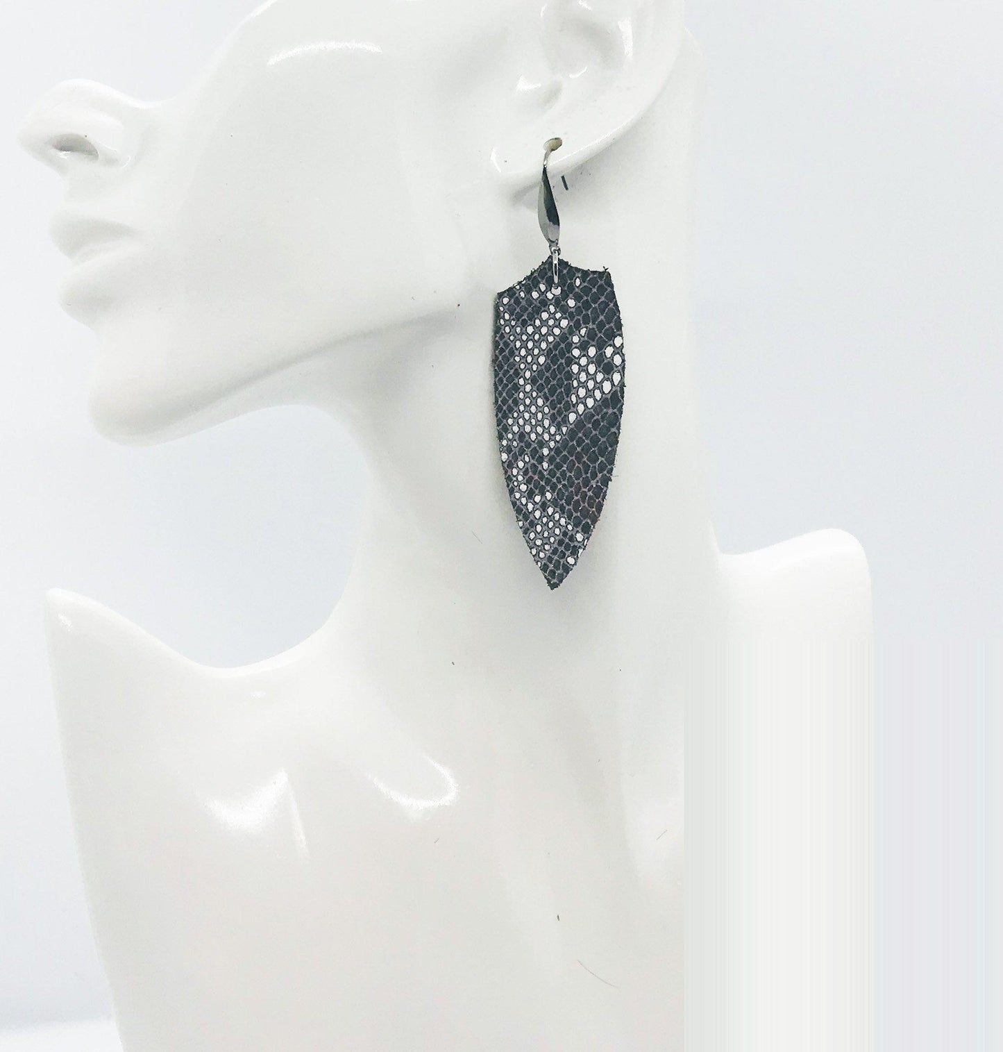 Brown Snake Leather Earrings - E19-1586