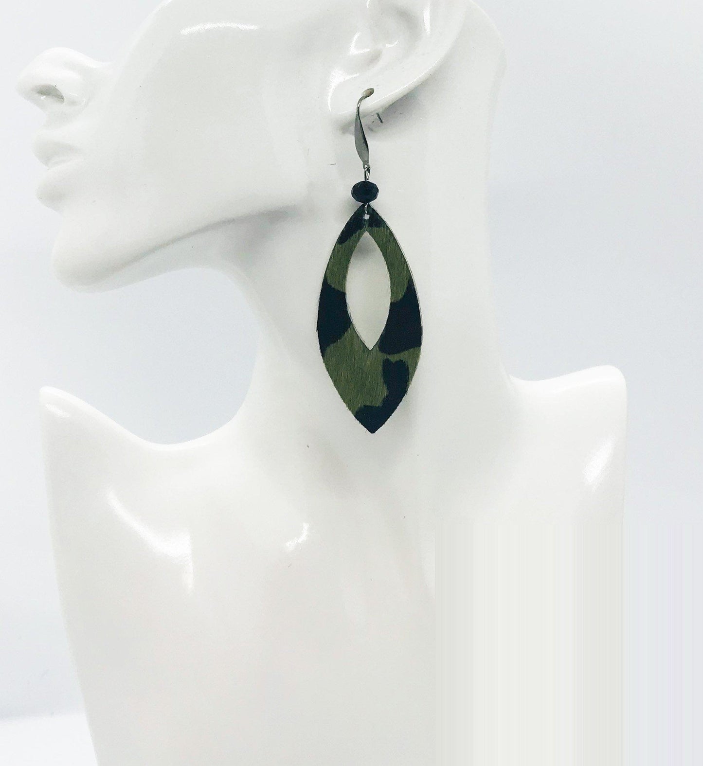Hair On Camo Leather Earrings - E19-1612
