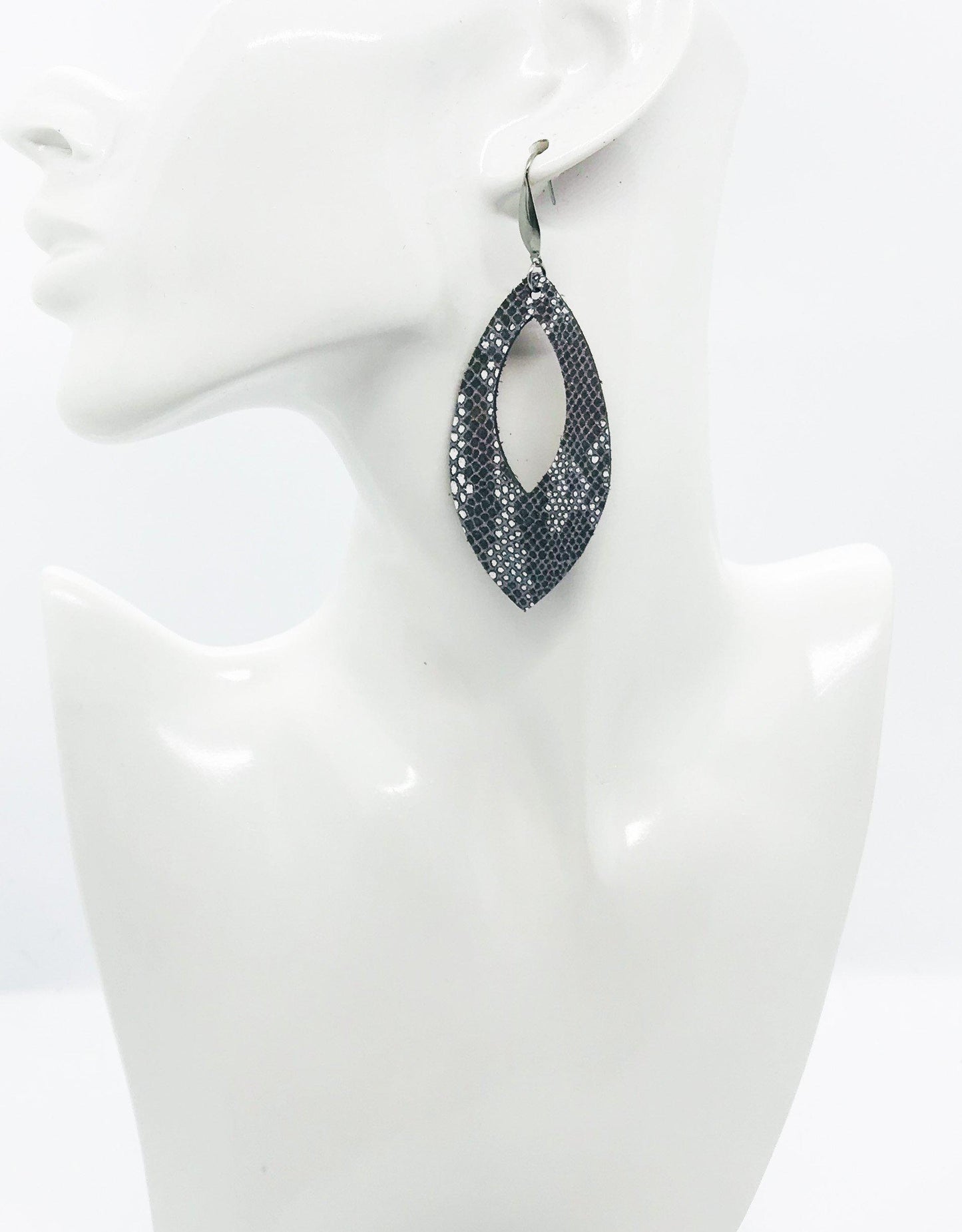 Brown Snake Leather Earrings - E19-1668