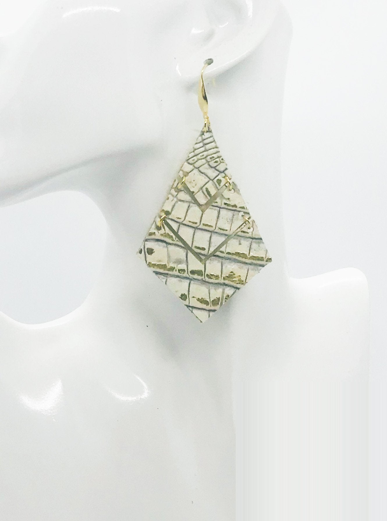 Ivory & Gold Layered Geo Earrings