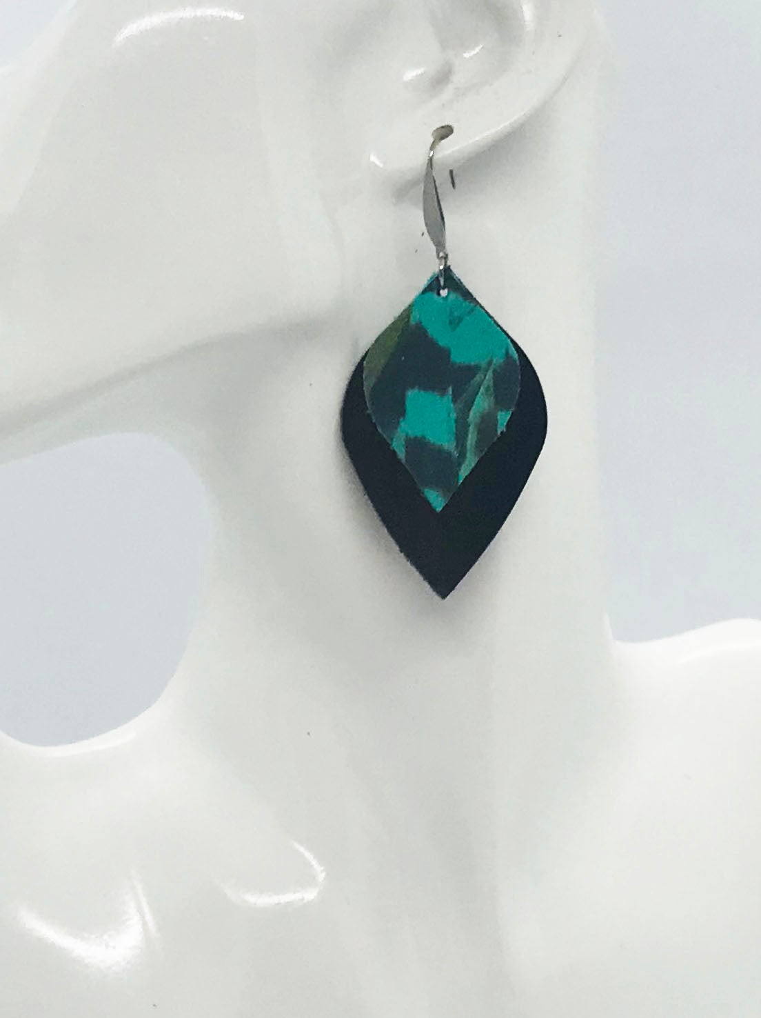 Bronze and Pheasant Feather Leather Earrings - E19-1928