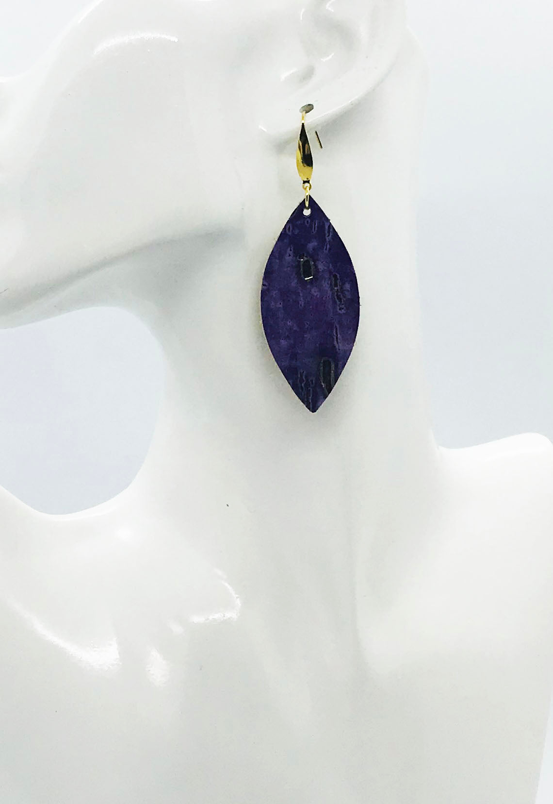 Lavender and Gold Leather Earrings - E19-2390