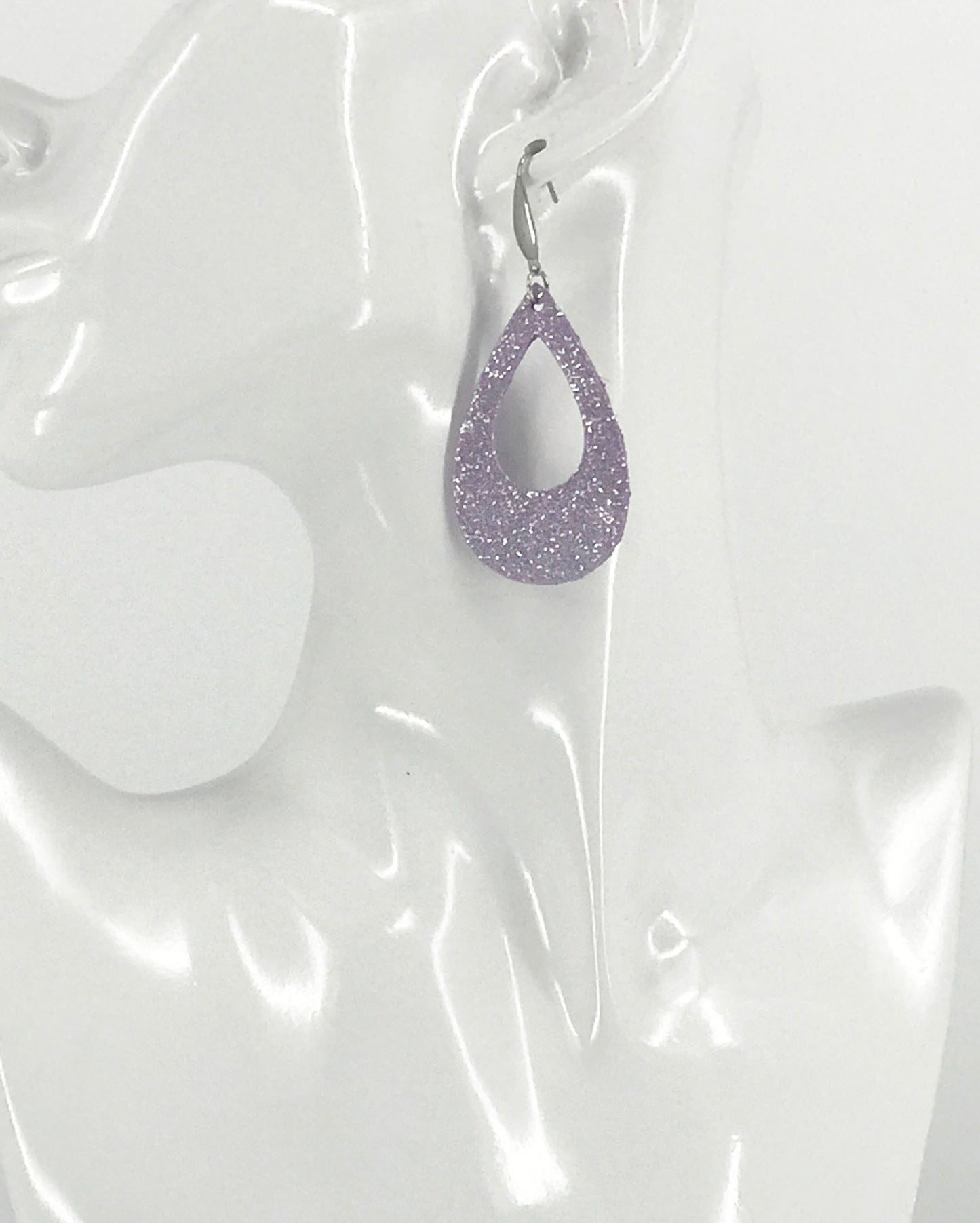 Lilac Dazzle Open Teardrop Leather Earrings