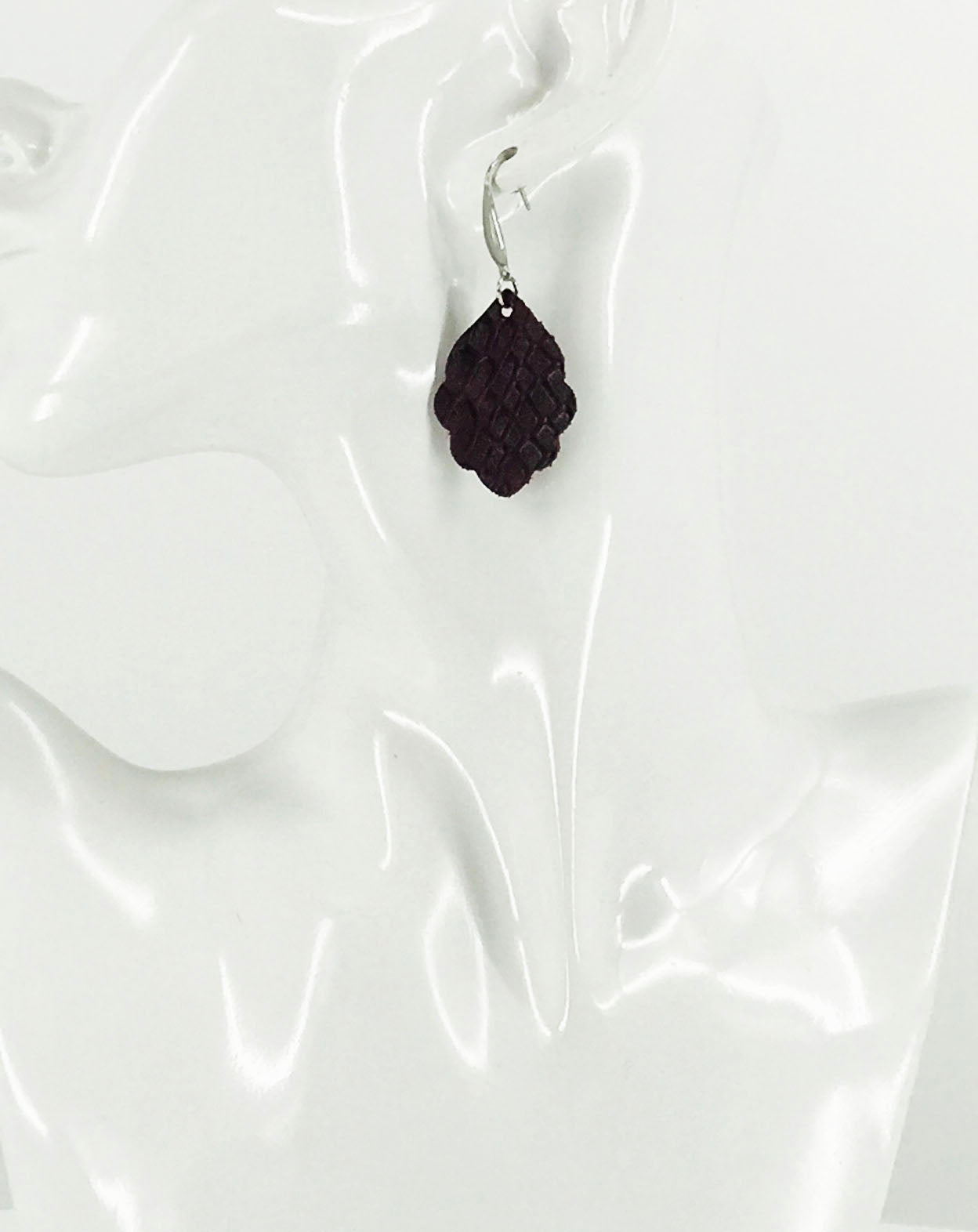 Merlot Alligator Petite Statement Earrings