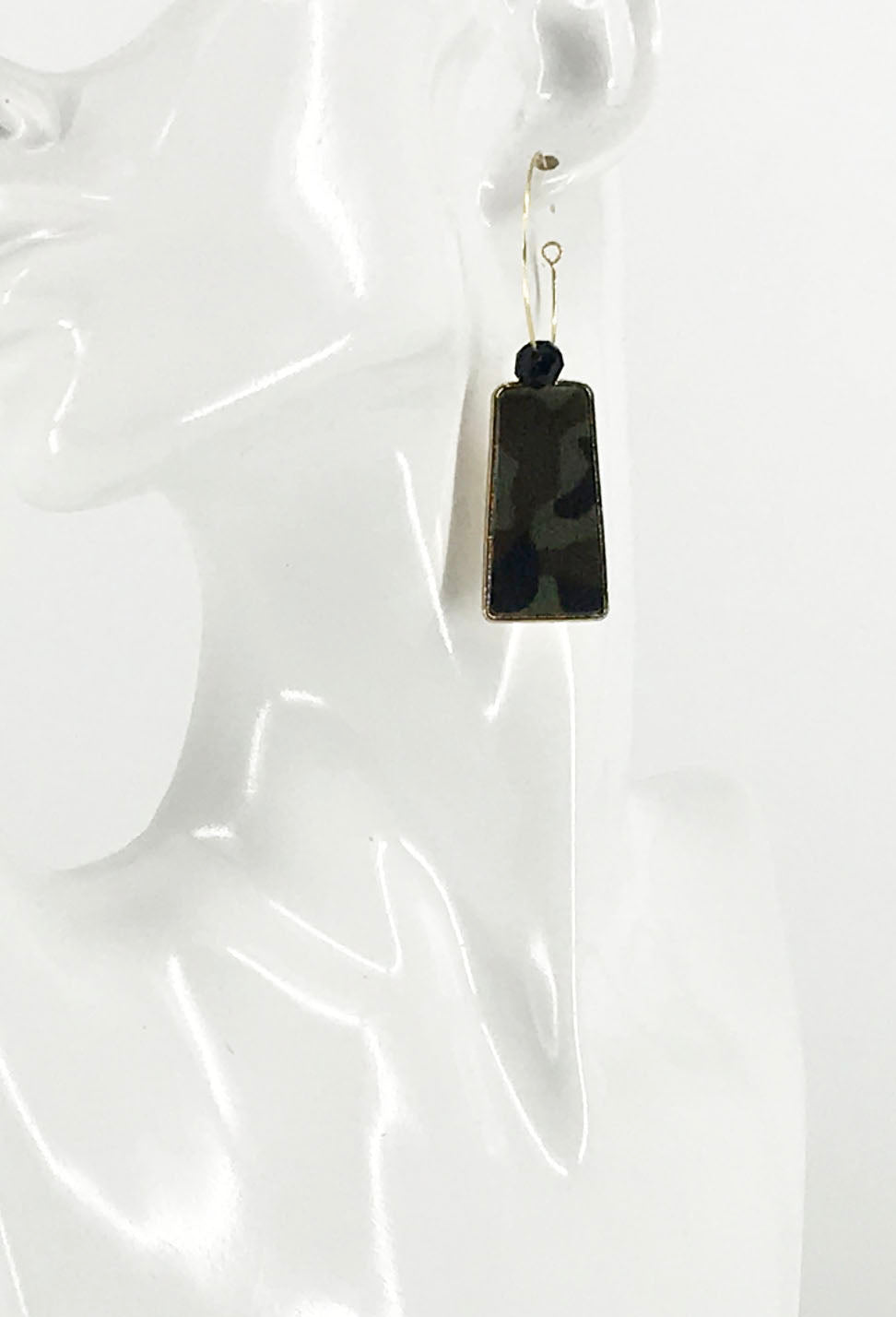 Hair On Camo Pendant Hoop Earrings - E19-2711