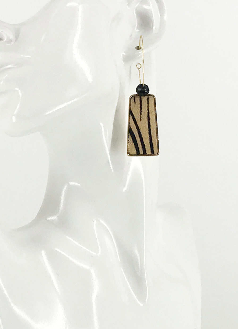 Hair On Zebra Pendant Hoop Earrings - E19-2712