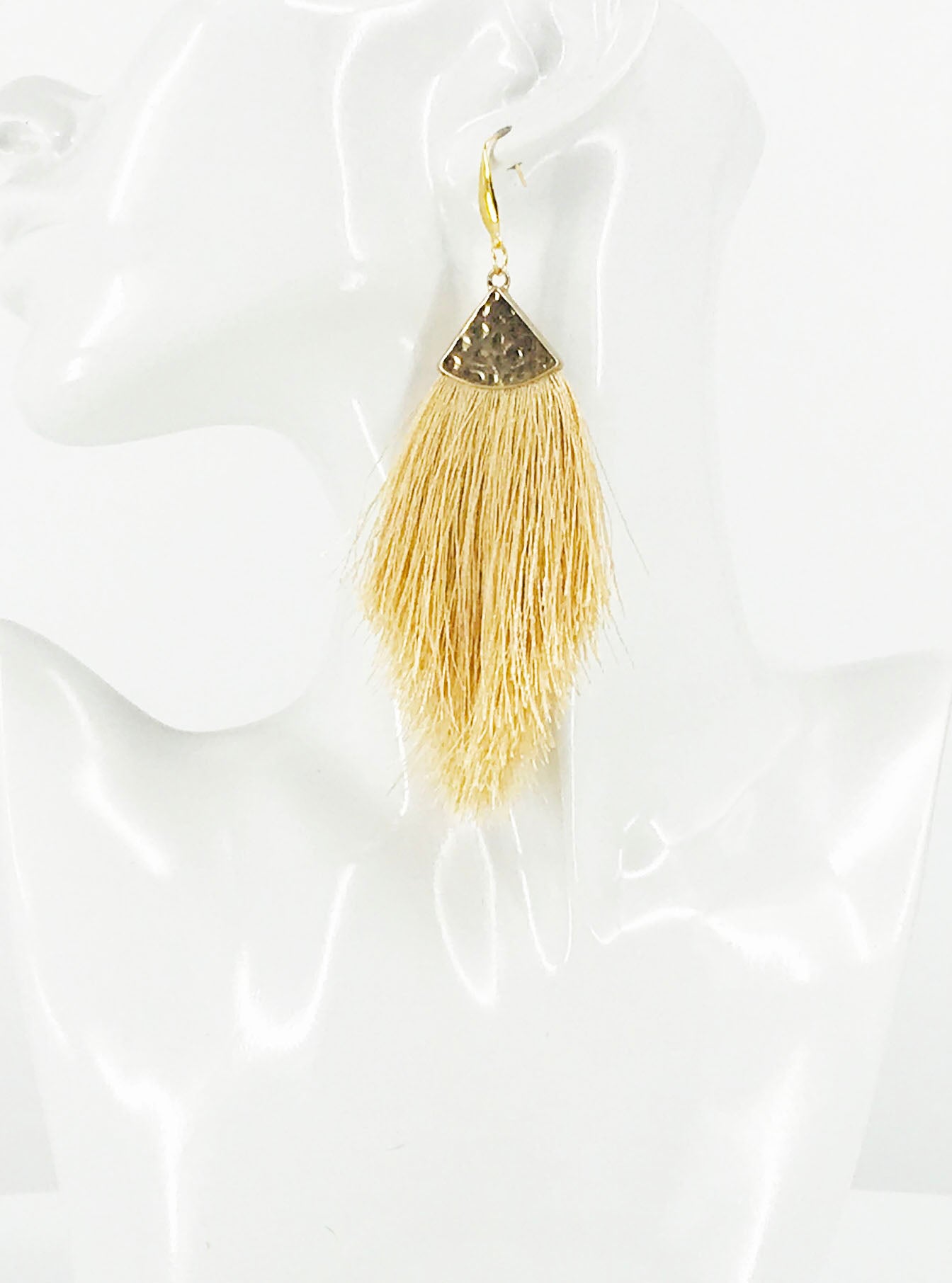 Extra Large Gold Tassel Pendant Earrings