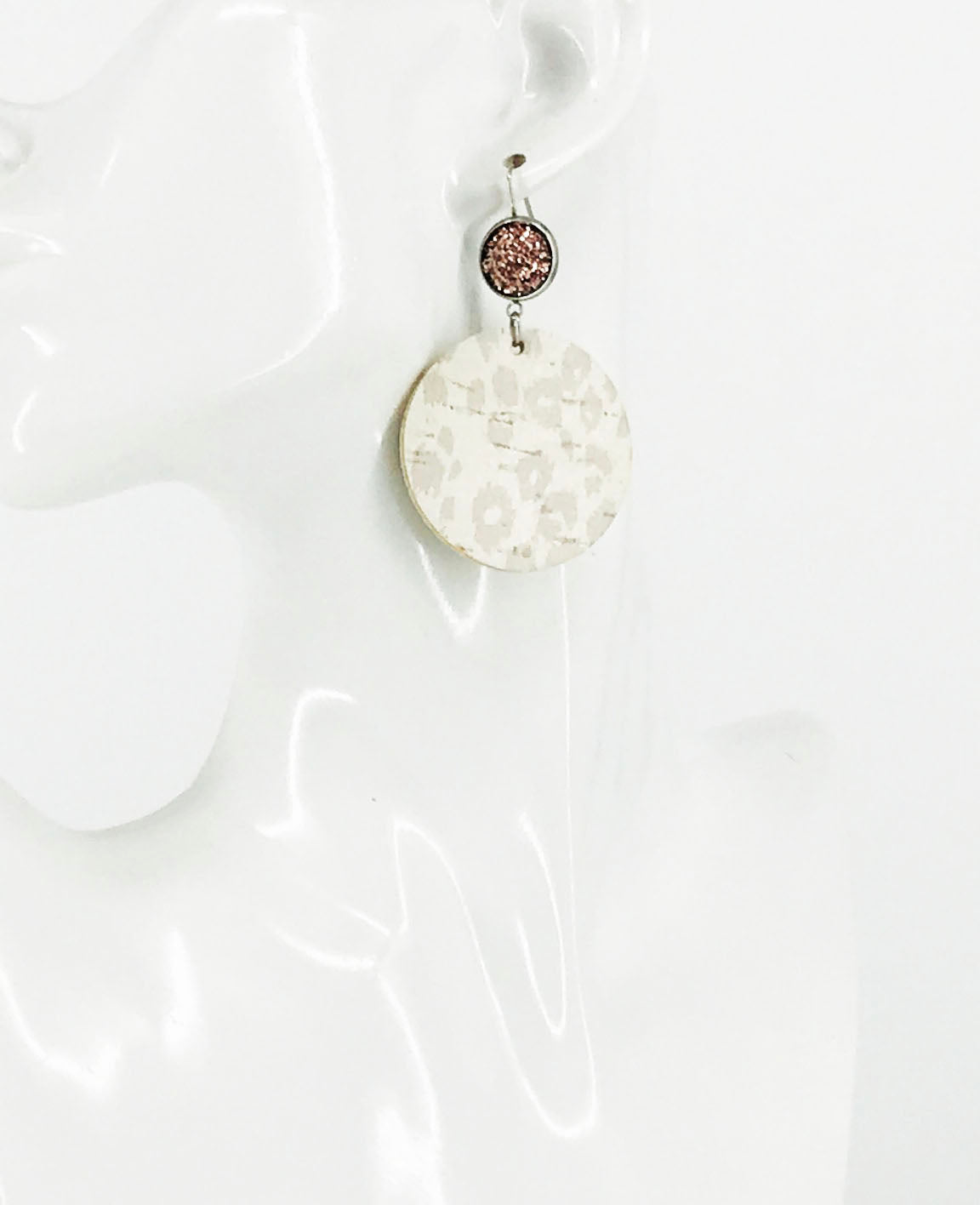 Blush Leopard & Faux Druzy Drop Earrings