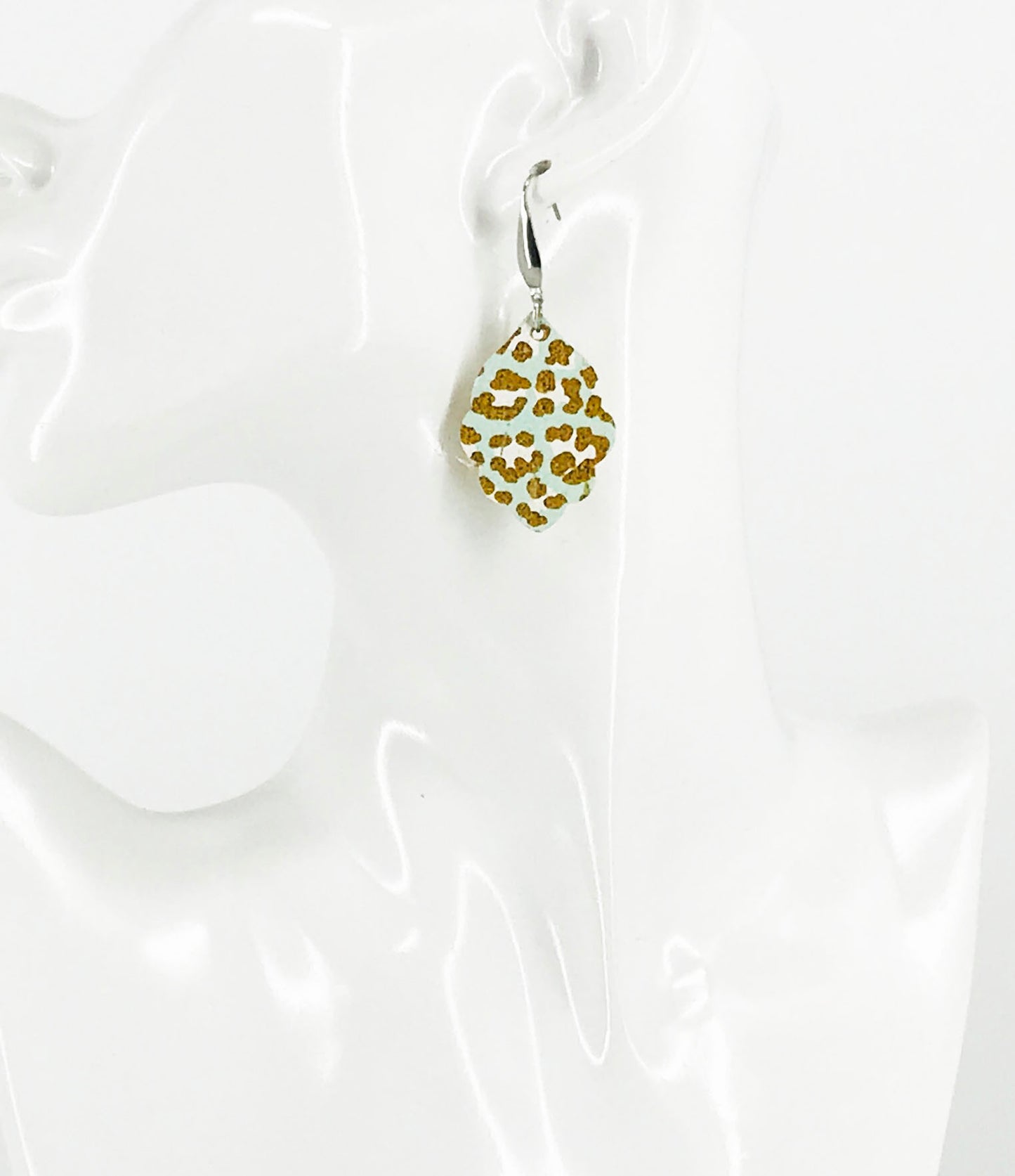 Sea Green Leopard Petal Earrings