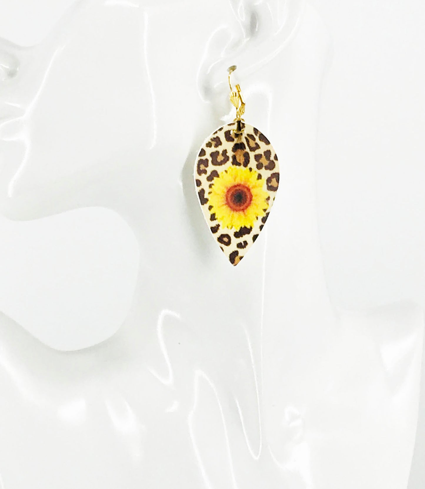 Sunflower Leopard Leather Earrings - E19-2937