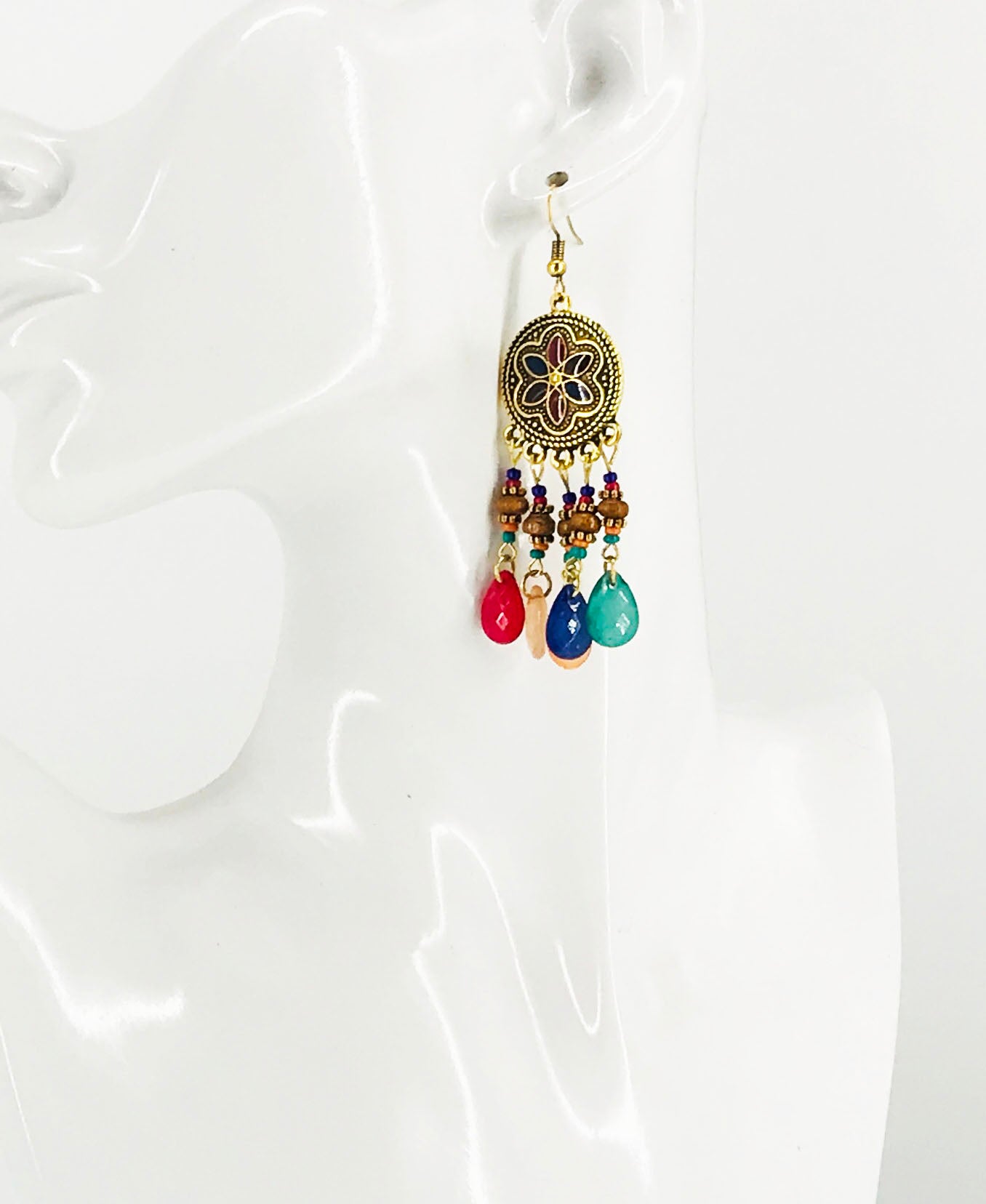 Multi Color Retro Bohemian Flower Dangle Earrings