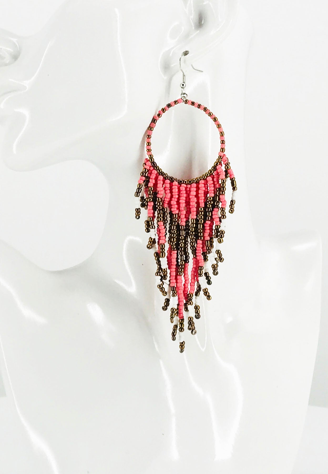 Rose Bohemian Long Beaded Tassel Earrings